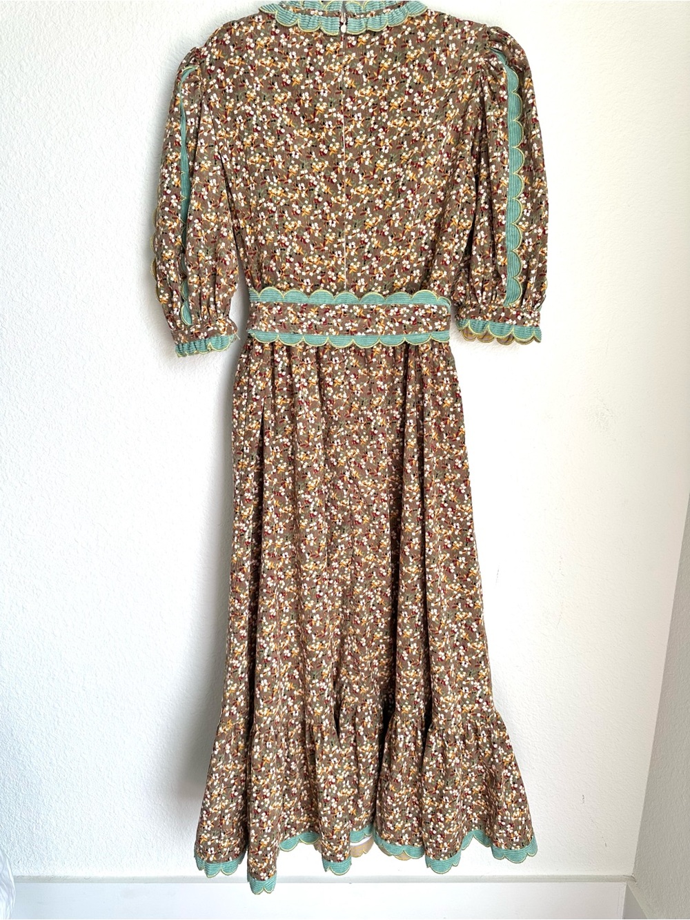 CELIA B Alamo Dress Brown Floral Midi corduroy Large - Picture 10 of 17